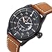 Voeons Men‘s Watches Brown Leather Strap Quartz Auto Date Casual Watch