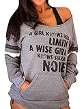 Fanala Women Sexy O-Neck Off Shoulder Pullover Letter Print Hoodie Sweatshirt