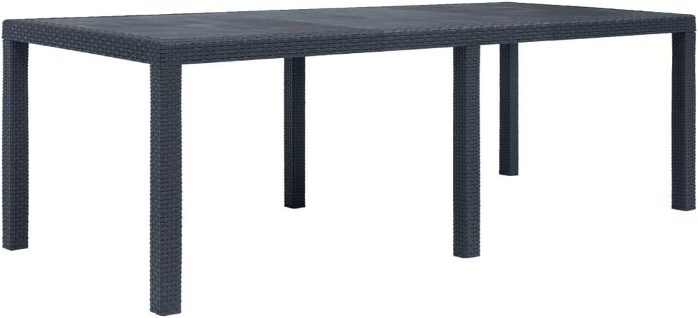 Unfade Memory Patio Dining Table Plastic Rattan Look Backyard Bistro Tables Outdoor Furniture Garden Table (86.6"x35.4"x28.3", White): Kitchen & Dining