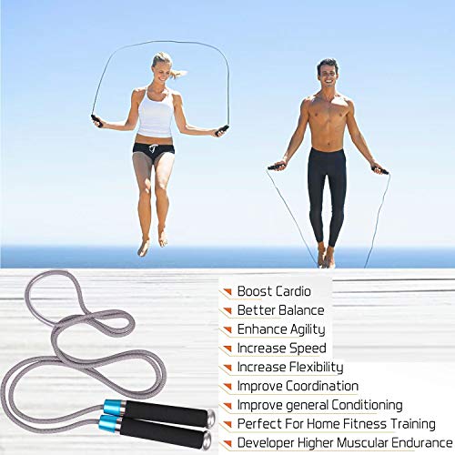 JAKAGO Professional Weighted Jump Ropes (1.41LB) Adjustable Speed Skipping Rope, Ball Bearings & Anti-Slip Handles Jump Rope for Pro Sports Boxing MMA Cardio Training fits Men Women and Kids (Blue) - Thumbnail 5