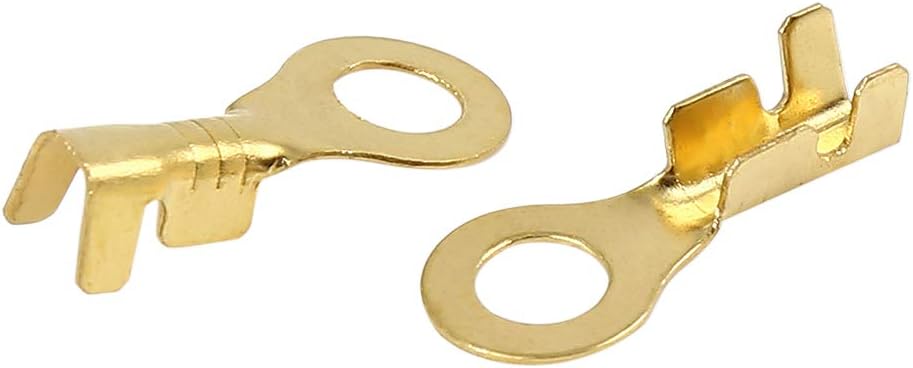 X AUTOHAUX 50pcs M4.2 Electric Wire Crimp Ring Lug Terminal Brass 17 X 7.5mm, Gold Tone, 13 x 10 x 2.5 cm - Image 5