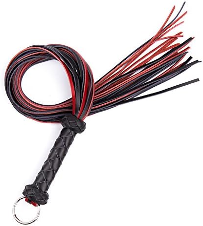 Red &amp; Black Genuine Real Leather Flogger (FL-045A) For Role Play Kit