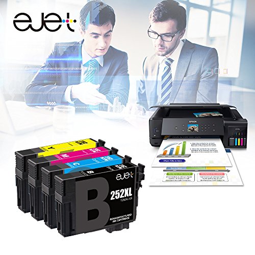 E-jet Remanufactured for Epson 252 252XL Ink Cartridge Combo Pack use with Epson WorkForce WF-3640 WF-3630 WF-3620 WF-7610 WF-7620 WF-7110 Printer (4 Pack)