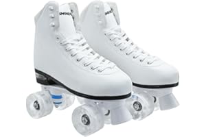 SMOOJOY Women Roller Skates for Girls Men Outdoor High Top PU Leather Classic Adult Derby Quad Skates Shoes Double-Row Four W