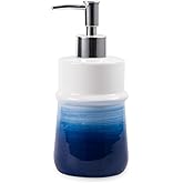 Ceramic 12Oz Soap Dispenser for Kitchen, Refillable Hand Dispenser with Pump, Lotion Dispenser Bathroom for Dish Soap, Hand soap. (Navy Blue)