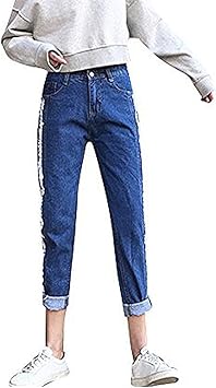 Dianshao Straight Pantalones De Tiro Alto Vaqueros Rectos Jeans