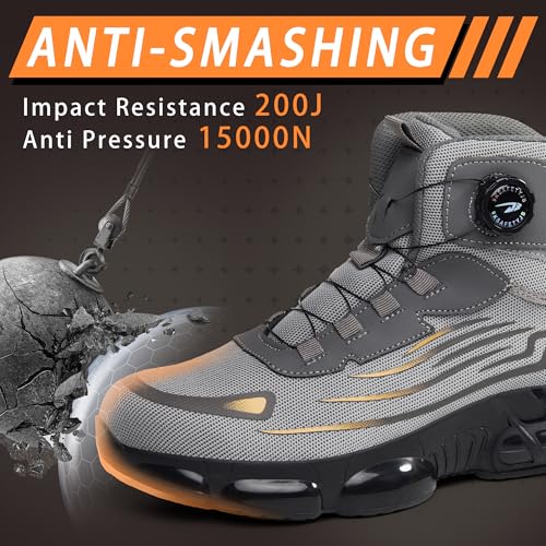 COOU Safety Boots for Men Women Lightweight Safety Shoes with Breathable Steel Toe Comfortable Non-Slip Work Boots
