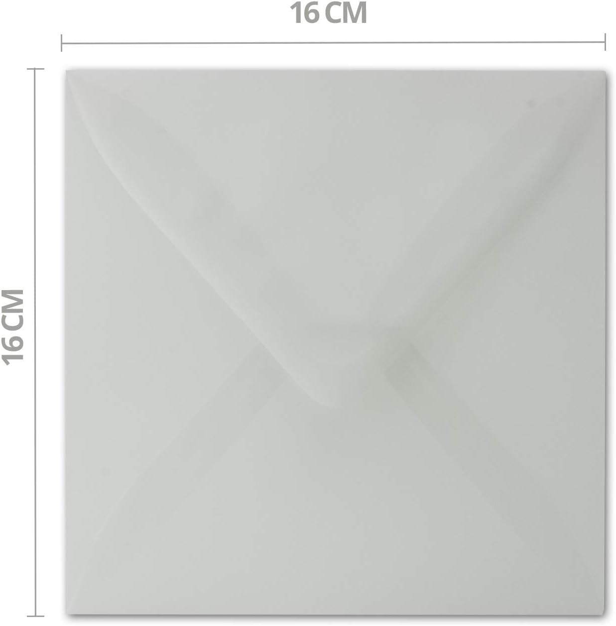 Transparent envelopes, pack of 50, square envelopes 16 x 16 cm, strong quality, 92 g/m², wet adhesive, without window. - Image 4