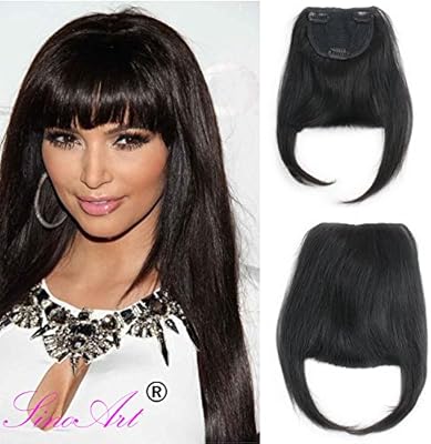 Sinoart Human Hair Front Clip In Hair Bangs Full Fringe Short