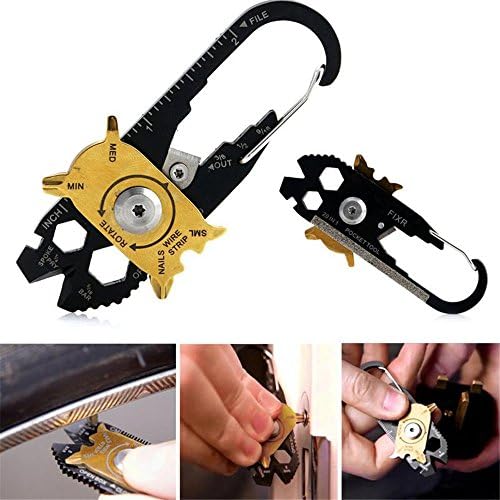 20 In 1 EDC Outdoor Multi Tool Stainless Steel Keychain Key Hanging Bottle Opener Nail Puller Screwdriver Wrench