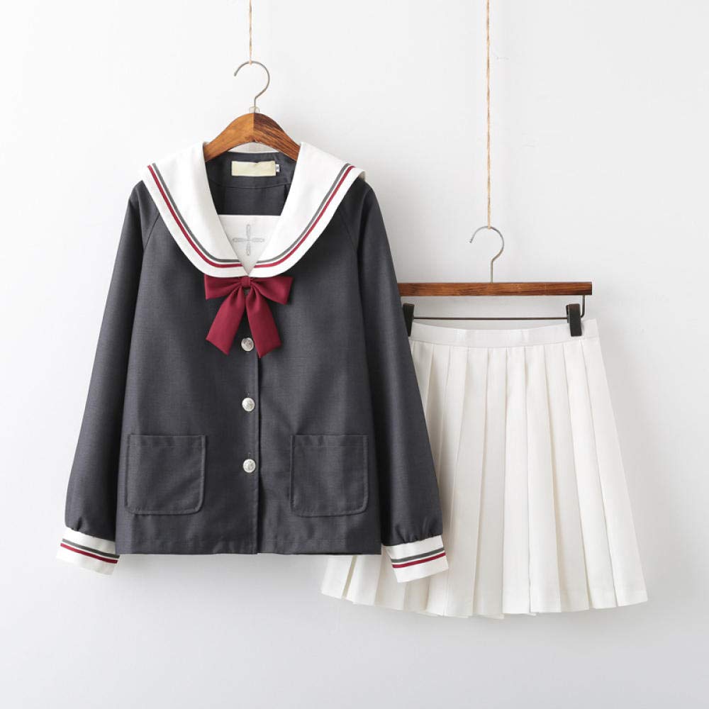 Mua 女子制服 学生服 女子高校生 高校生 学生jk制服春秋セクション幼稚園かわいい学生ソフト姉妹セーラー服女の子学生服合唱団制服 L 長袖トップ ショートスカート 蝶ネクタイ ソックスを送る Tren Amazon Nhật Chinh Hang 21 Fado