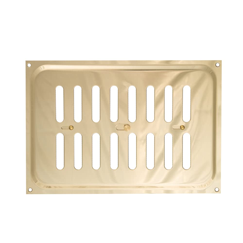 TIMco 1221PB Timloc 9x6 Metal Internal Hit and Miss Louvre Vent Polished Brass 9x6-Metal