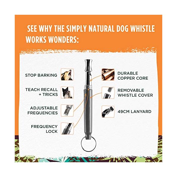 Dog-Whistle-to-Stop-Barking-by-Simply-Natural--Ultrasonic-Copper-Core-Dog-Whistles-for-Recall-Tricks-and-to-Stop-Barking-with-a-49cm-Lanyard-for-Dog-Whistle ππππππ ππππ Dog Whistles for Recall, Adjustable Frequency Silent Dog Whistle, BONUS 50cm Strap, Ultrasonic Copper Coreβ¦