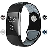 iGK For Fitbit Charge 2 Bands, Adjustable Replacement Sport Strap Bands for Fitbit Charge 2 Smartwatch Fitness Wristband Soft Silicone Black Gray Small