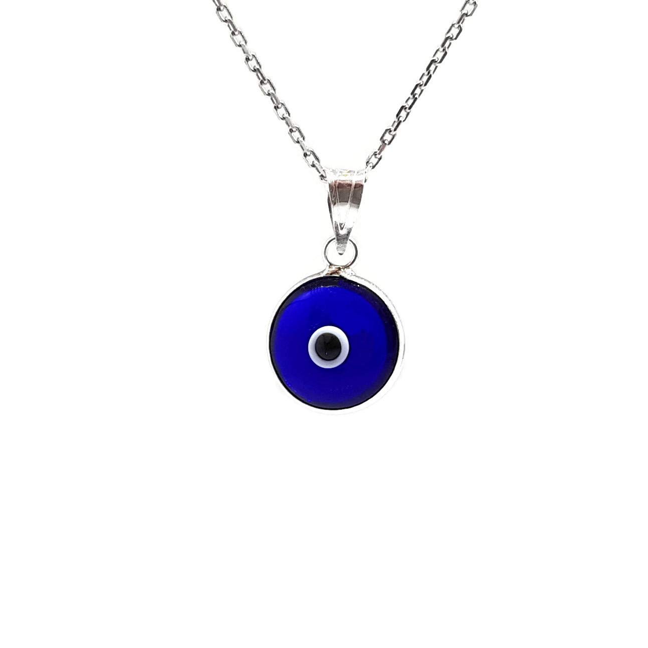 MYSTIC JEWELS By Dalia - Blue Crystal Evil Eye Necklace for Good Luck - 925 Sterling Silver - Chain 40 to 45 cm Length, for Christmas, Wedding, Valentine's Day (Transparent Dark Blue (Navy)) โ image 1