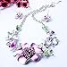 Leegoal Women Plated Oil Drip Rhinestone Flower Bib Necklace Earring Sets