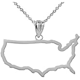Claddagh Gold Certified Silver United States of America Map USA Outline Pendant Necklace