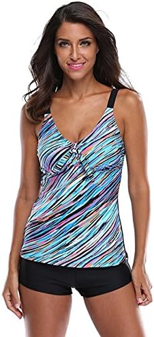 Vanjo Women's Floral Print Tankini set With Boyshort Bikini Set