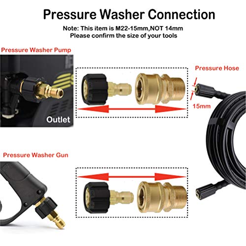 PLG Pressure Washer Adapter Set,M22-15 3/8"+3/4" Garden Hose Quick Connector,8 PCs