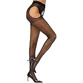 Aaronano Suspender Tights for Women Sheer Garter Pantyhose Control Top Thigh High Stockings