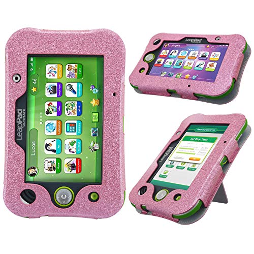 HOTCOOL LeapPad Ultimate Case New PU Leather Kickstand Cover Case Leapfrog LeapPad Ultimate Kids Tablet, Glitter Pink