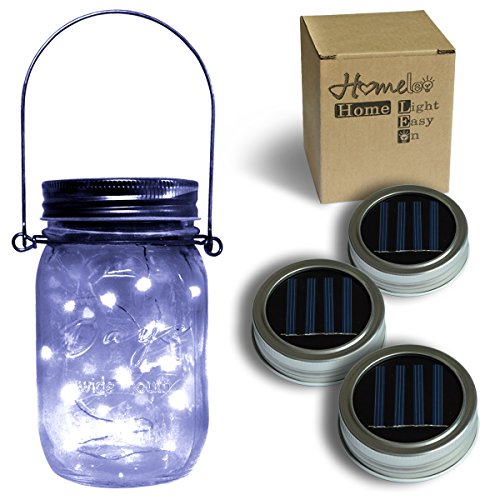 Homeleo 3 pack solar mason jar lid insert, cool white l…