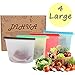 Reusable Silicone Food Storage Bag,DiHua Ziplock Bags,4 Large Srasher Bags,Food Grade,Versatile Preservation Bag Container for Vegetable,Meat,Fruit,No More Plastic