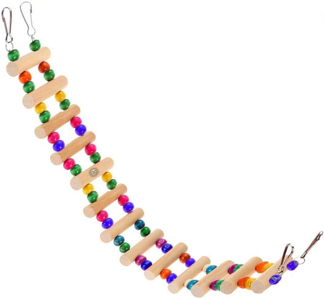 SunGrow Bird Ladder Bridge, 20 Inches Long, Helps Birds with Balance, Made with Raw Wood and Edible Dye, Easy Installation, Bright, Durable and Flexible, Suitable for Small to Medium Birds, 1 Piece : Pet Supplies