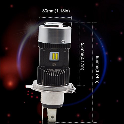 Safego H4 LED Headlight Bulb Super Bright 6000LM 6000K White for Vehicle/Motorcycle/Truck Easy Plug and Play - One Year Warranty Pack of 2