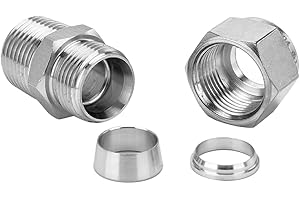Pysrych 304 Stainless Steel Compression Fitting 3/4" Tube OD x 3/4" NPT Male Coupler Straight Adapter Connect with Double Ferrules Pack of 1