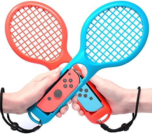 HAIFT Tennis Racket for Nintendo Switch Joy-Con Controller Accessories for Mario Tennis Aces Game for N-Switch Joy-Con Controllers (1X Blue &amp; 1X Red)