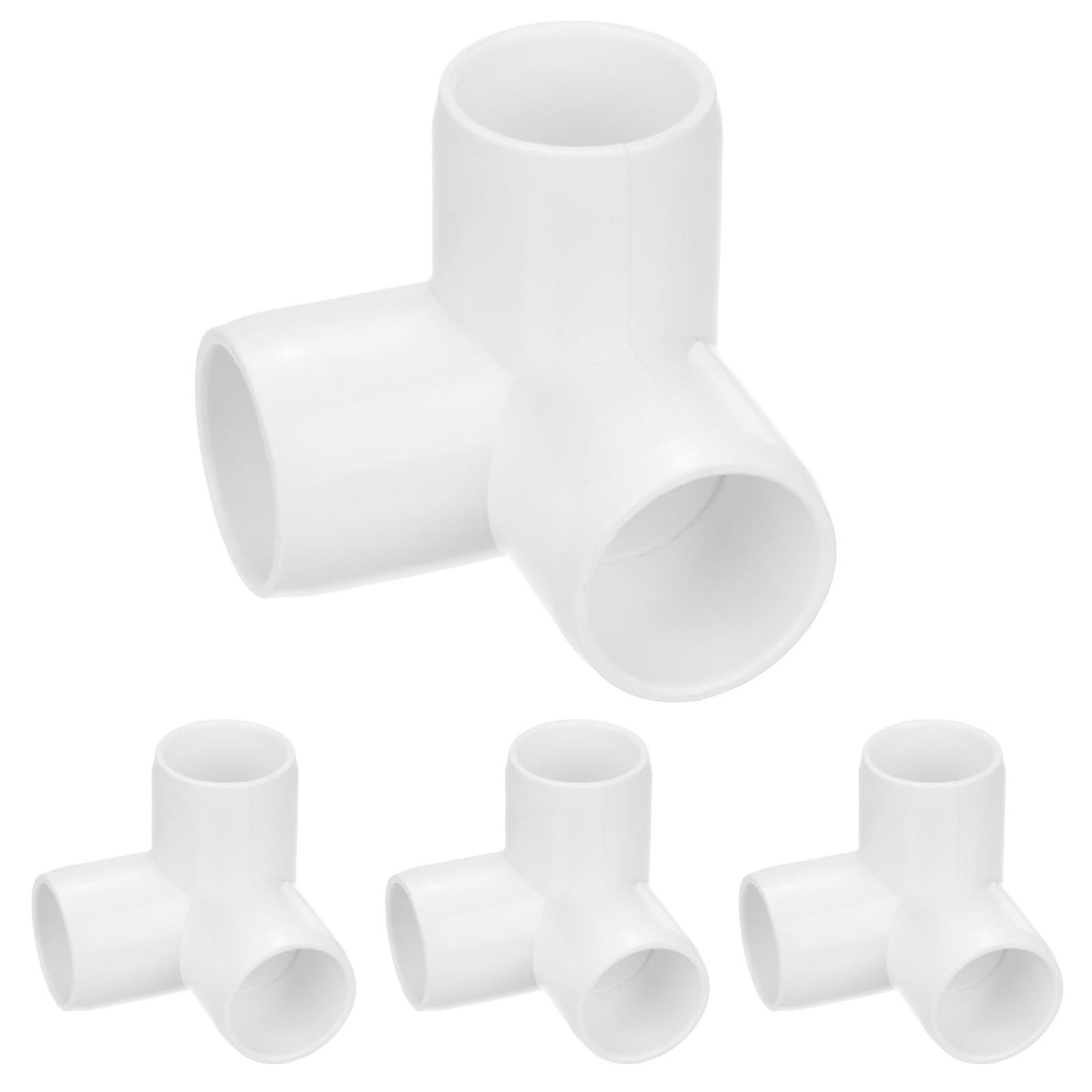 M METERXITY 4-Pack PVC Fittings, 3/4 Inch PVC Pipe Connectors 3-Way for Building Furniture/Greenhouse/Shed Pipe Fittings/Tent Connection, Furniture Build Grade PVC Elbow [White]