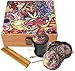 Psychedelic Leaf Design - Large size Sacred Geometry Stash Box with Latch, Grinder & Pop Top Glass Jar Package & Free Accessories Item# LBCS020818-2