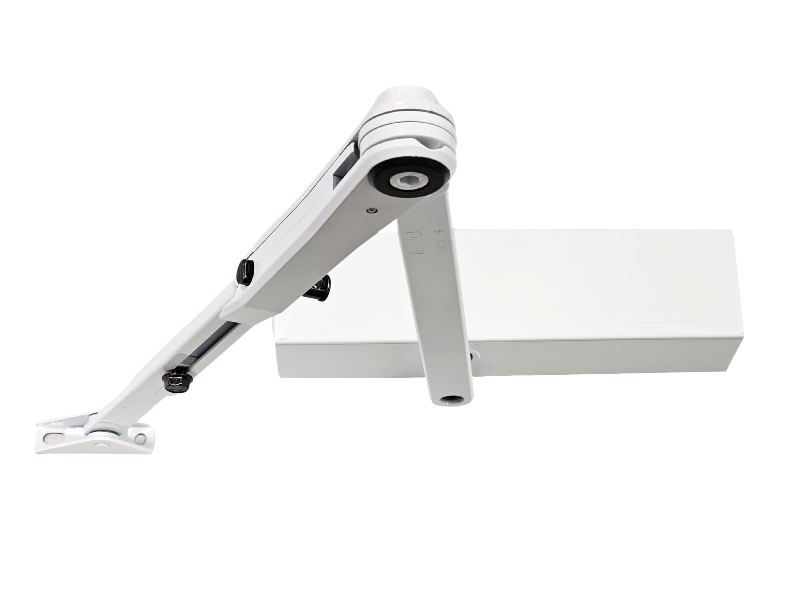 GEZE TS 2000 V BC White Rod Door Closer for Single Leaf Doors up to 1250 mm Wing Width with On/Off Locking Rod 102447 and Mounting Plate/Set 3 in 1