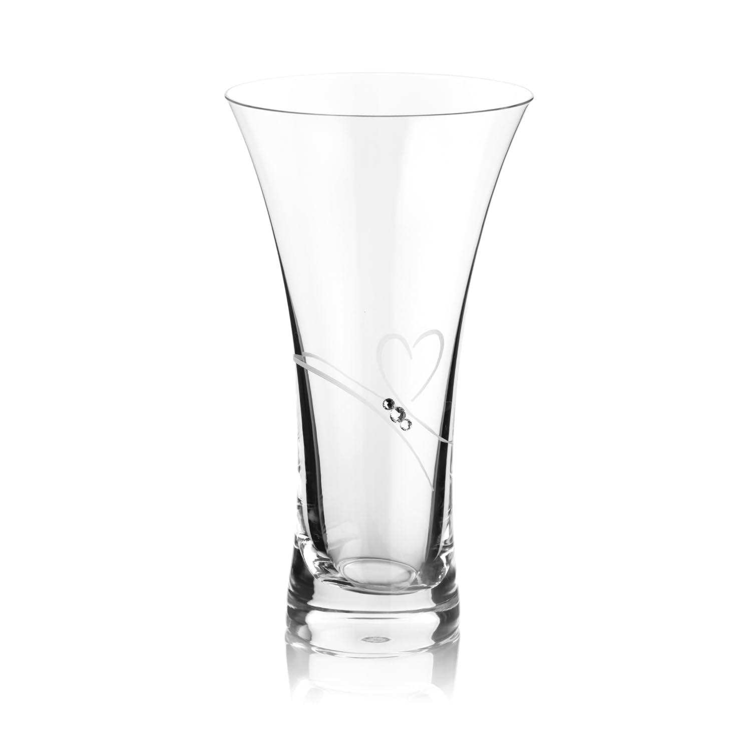 DIAMANTE Swarovski Hollow Sided Trumpet Vase ‘Romance’ Crystal Flared Vase with Swarovski Crystals - 21cm – Crystal Glass