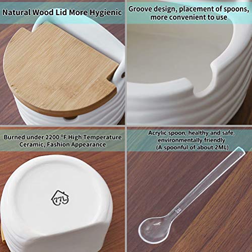 77L Sugar Bowl with Lid and Spoon, 8.52 FL OZ (250 ML) Ceramic Sugar Bowl for Home and Kitchen, White Sugar Dispenser Serving for Sugar, Salt, Spice and More