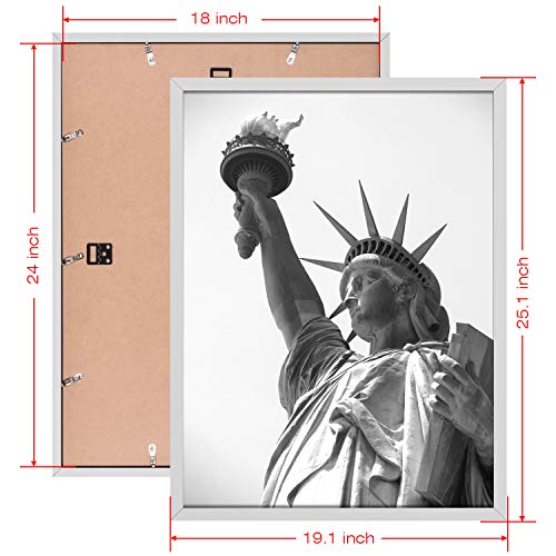 image for ONE WALL Tempered Glass 18x24 Poster Frame, White Wood Photo Picture F