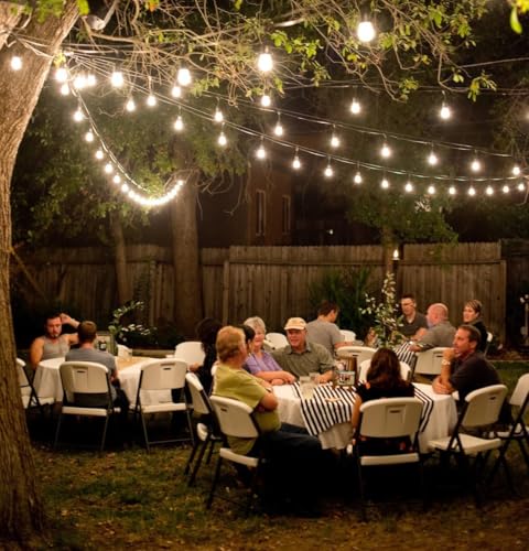 Spacelumen 98FT Outdoor String Lights Mains Powered, 32 Pcs 2W S14 LED E27 Screw Bulb, 2700K Warm White S14 Garden String Festoon Lights for Patio Party Wedding Yard Gazebo
