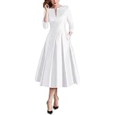 Caodip Satin Wedding Guest Dresses for Women Tea Length Mother of The Bride Dress A Line 3/4 Sleeves Evening Gown