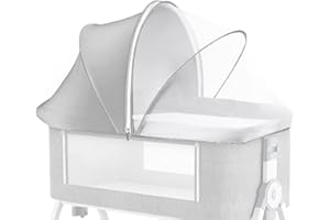 KASEEOUS Bassinet Cover for Baby, Blockout Mosquito Net Cover with 2-Way Zipper, Portable Bassinet Canopy Cover for Cats to Keep Pet Out, Bug Net Cover for Bedside Sleeper