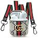 Designer Cute Leather Case for Airpods Come with 16.5in Neck Lanyard 6.3in Wristlet Strap, JANSAE Classic Luxury Protect Case Kits Accessories Compatible with Airpod Charging Case Cover 1/2
