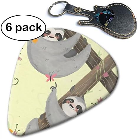 JAWANNA Birthday Sloth Guitar Picks, 351 Shape Classic Picks (6 Pack) Celluloid Unique And Stylish Design, For Guitar Bass Includes Thin, Medium & Heavy Gauges