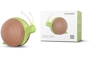 Cheerble Interactive Cat Toy for Indoor Cats, Wicked Snail, [2024 Upgraded] Kitten Toys, Automatic Cat Toy with LED Lights, DC Rechargeable Moving Cat Toy, Smart Sensing Electric Cat Toy (Brown)