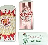 Outside the Box Papers Popcorn Bags, Peanut and Pickle Sacks 24 Each Red, White, Green