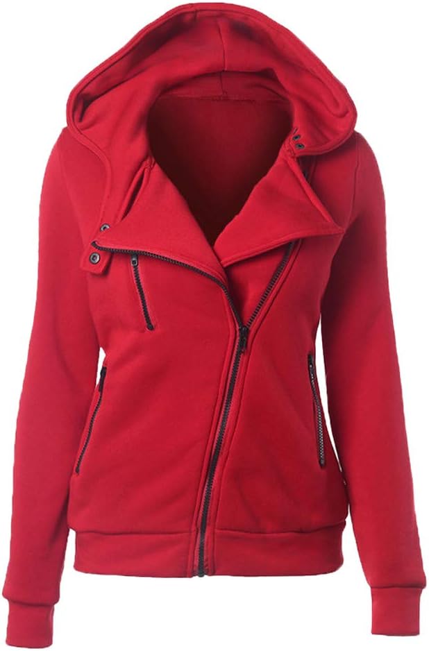 Women's Hoodies Sweatshirts Thermal Long Hoodie Zip Up Cowl Neck Jacket Casual Jackets Warm Coat with Pockets Autumn Winter by LILICAT