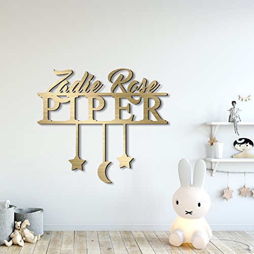 Personalized baby nursery sign & toddler room wall decor custom aluminum last name sign