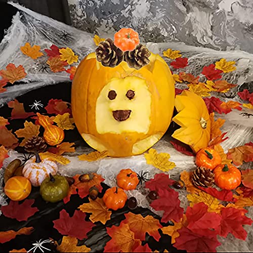 86pcs Thanksgiving Decorations，Simulation Pumpkin Golden Autumn Mini Pumpkin Set Halloween Pumpkin Thanksgiving Decoration Pumpkin Pine Cones Acorns Maple Leaf Prop
