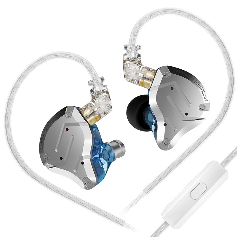 KINBOOFI KZ ZS10 Pro In-Ear Monitor Earbuds, 4BA and 1DD Drivers, Upgraded With Detachable 0.75mm 2 Pin 6N OFC Cable (With Microphone, Blue) — image 1