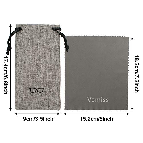 Vemiss Hard Shell Eyeglasses Case Soft Linen Fabrics Portable Glasses Sunglasses Box (Medium, Gray)