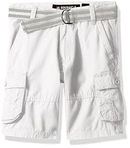 Southpole  Boys' Belted Mini Canvas Cargo Shorts in Various Colors, White, 4